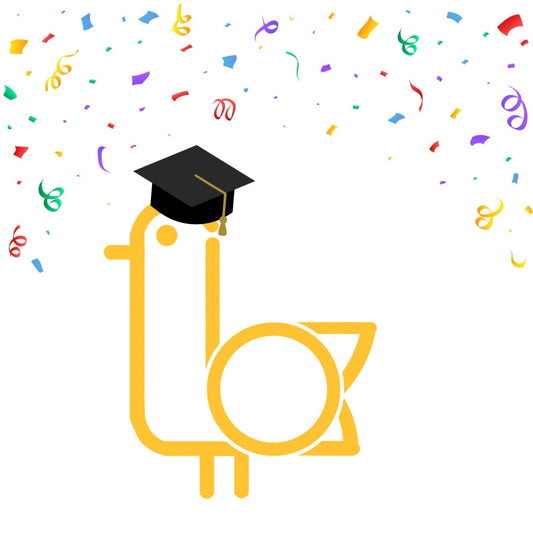 On-Brand Golf graduation seagull graphic wearing a grad cap with confetti