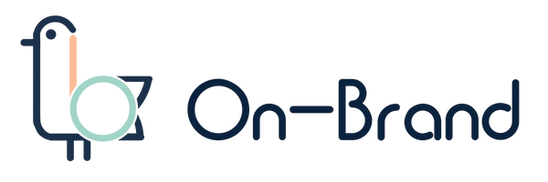 Logo of 'On-Brand' with a stylized bird icon on a transparent background in company colors