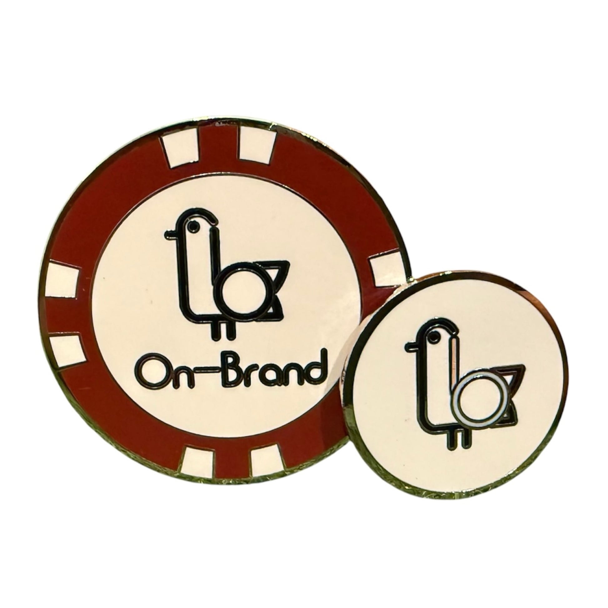 Burgundy and cream On-Brand Golf poker-chip ball marker set