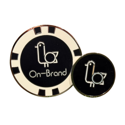 Cream and black On-Brand Golf poker-chip ball marker set