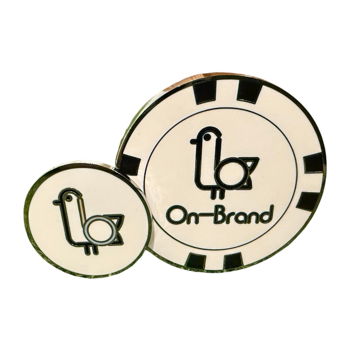 Cream On-Brand Golf poker-chip ball marker with seagull logo