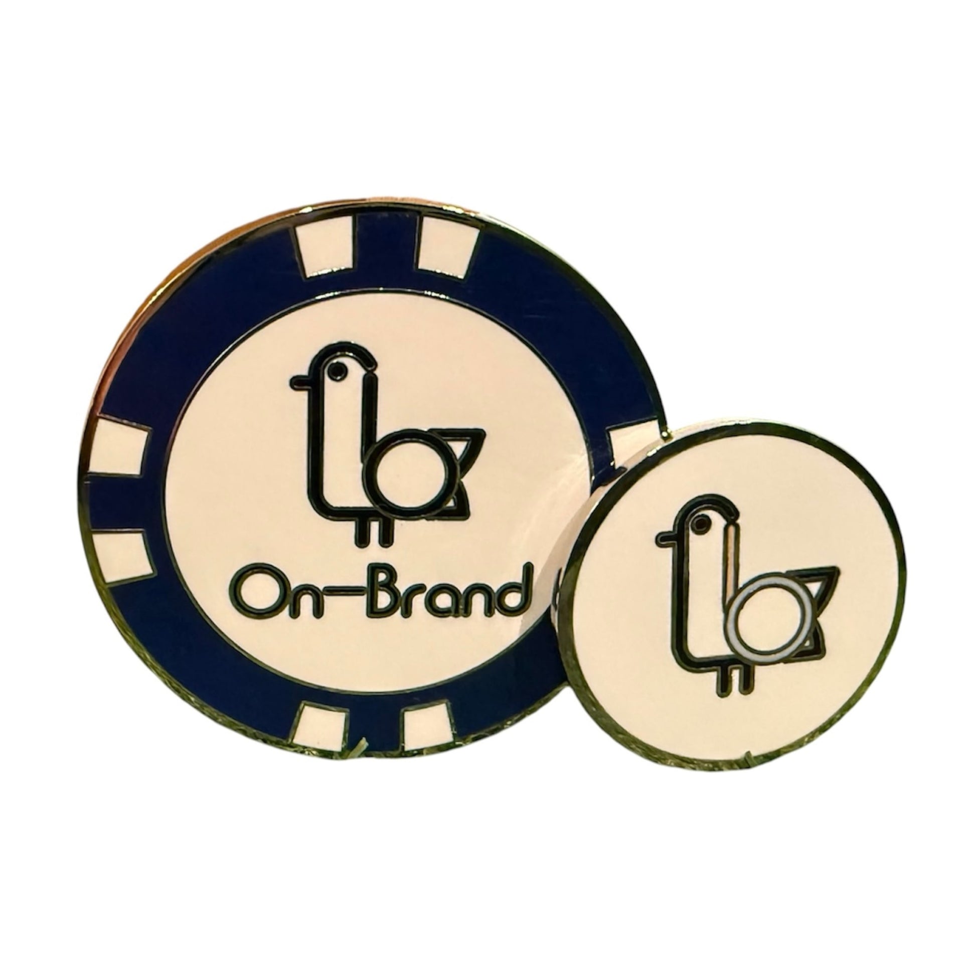 Navy and cream On-Brand Golf poker-chip ball marker set