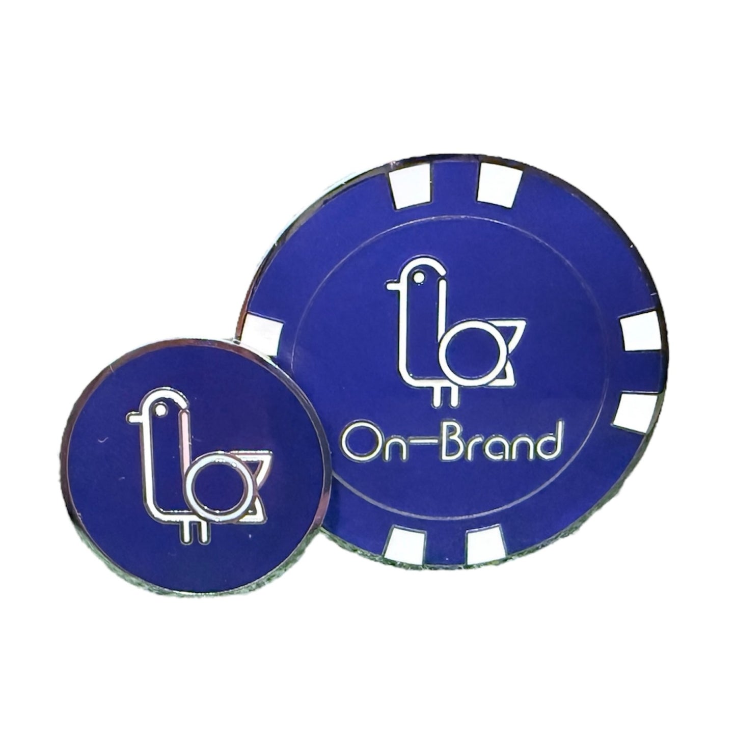Navy On-Brand Golf poker-chip ball marker with seagull logo