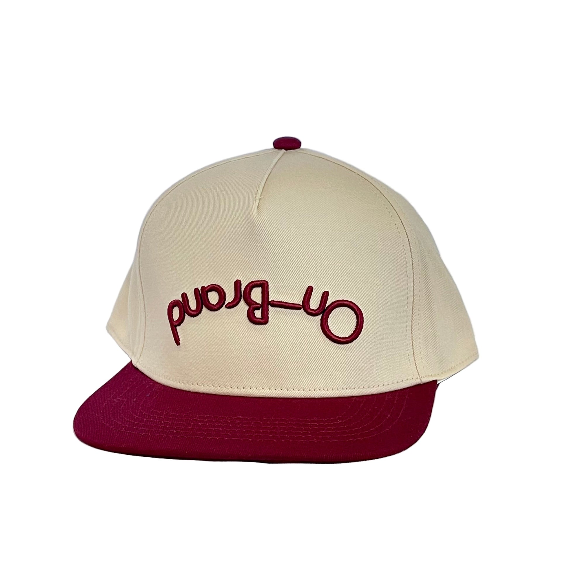 Cream On-Brand Golf cap with burgundy script lettering