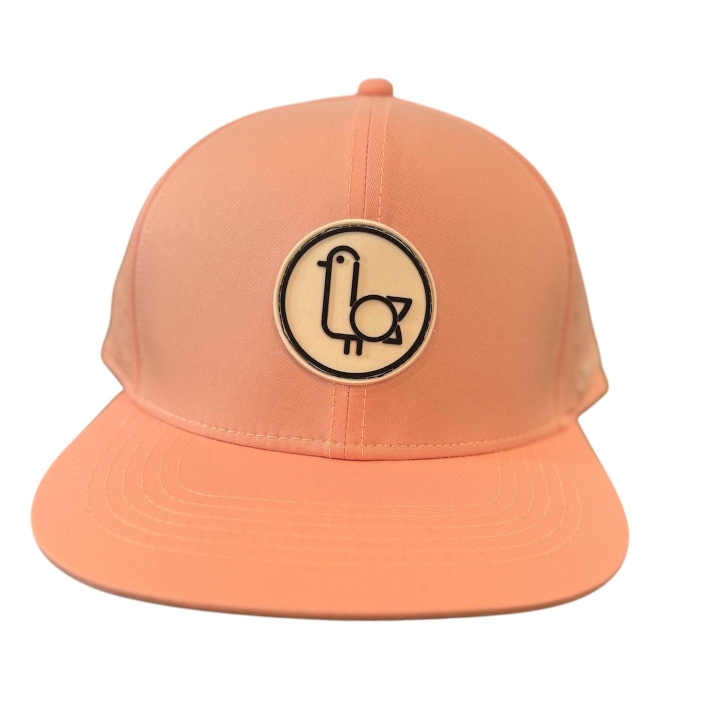 Peach On-Brand Golf cap with circular rubber seagull patch