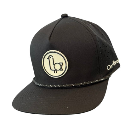 Black On-Brand Golf rope cap with circular rubber seagull patch