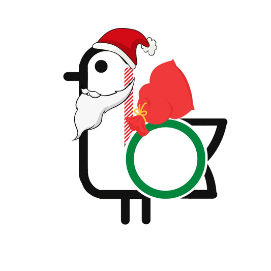 On-Brand Golf Christmas seagull graphic dressed as Santa with a hat and beard