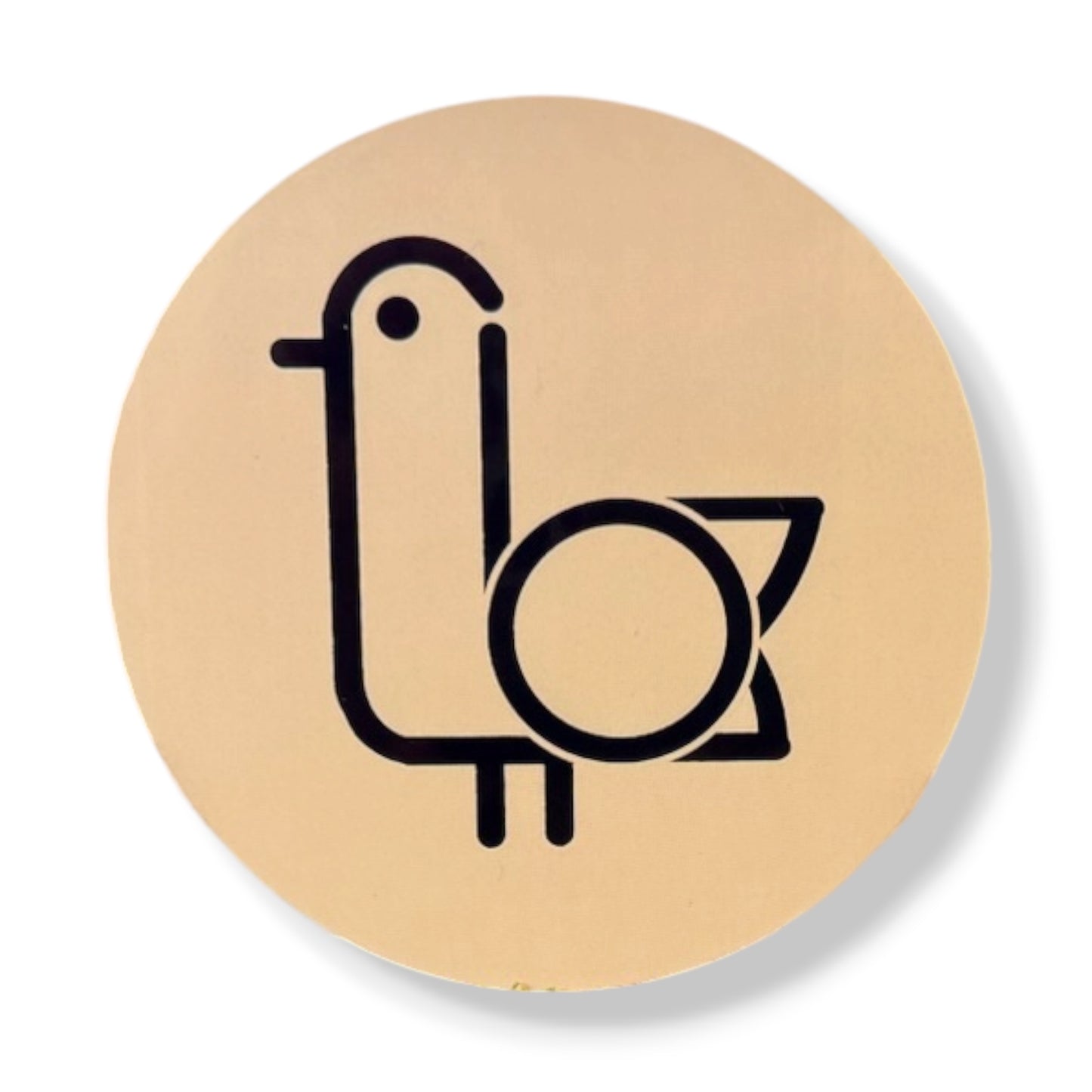 On-Brand Golf round tan sticker with the seagull logo