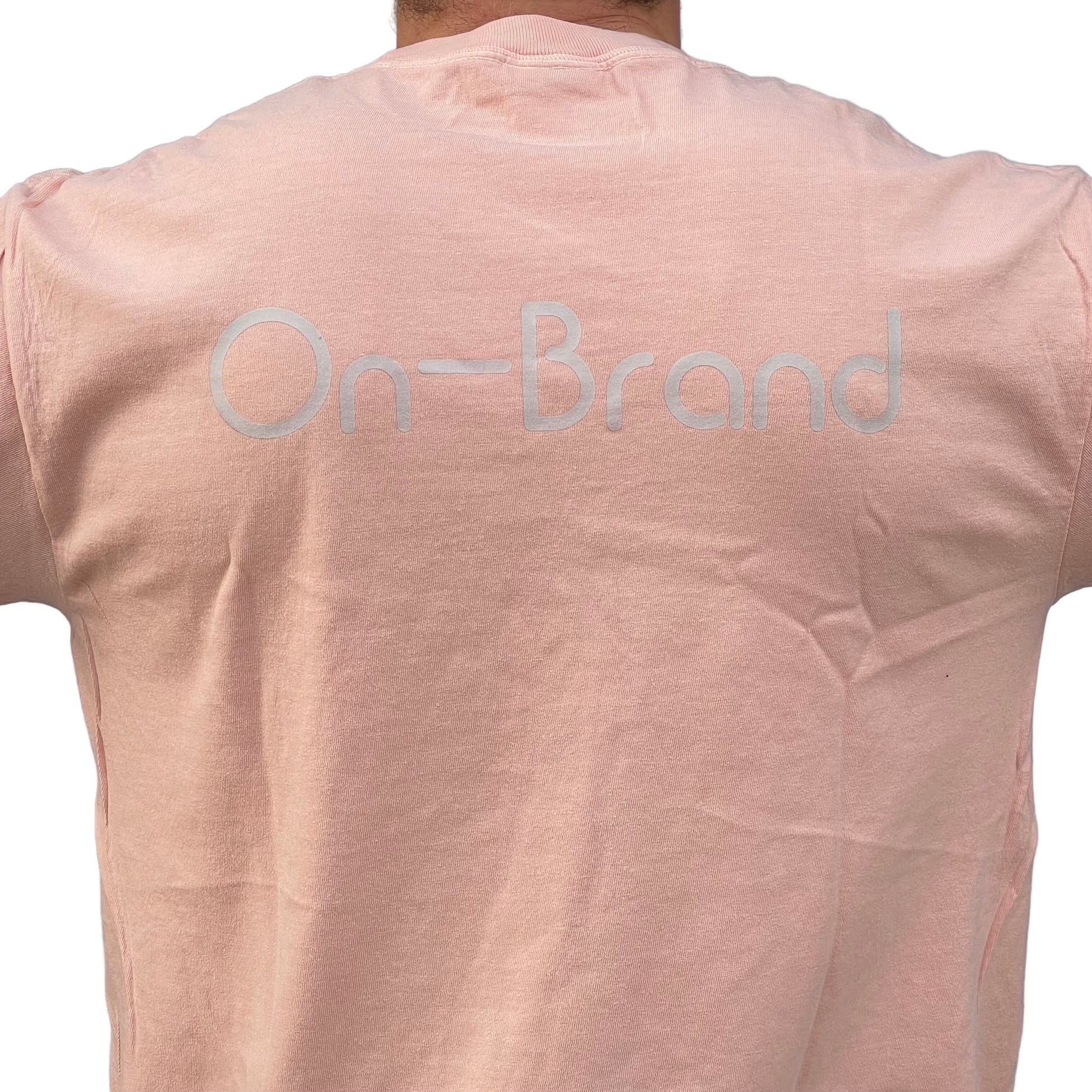 On-Brand Golf peach cotton t-shirt, back view on a model