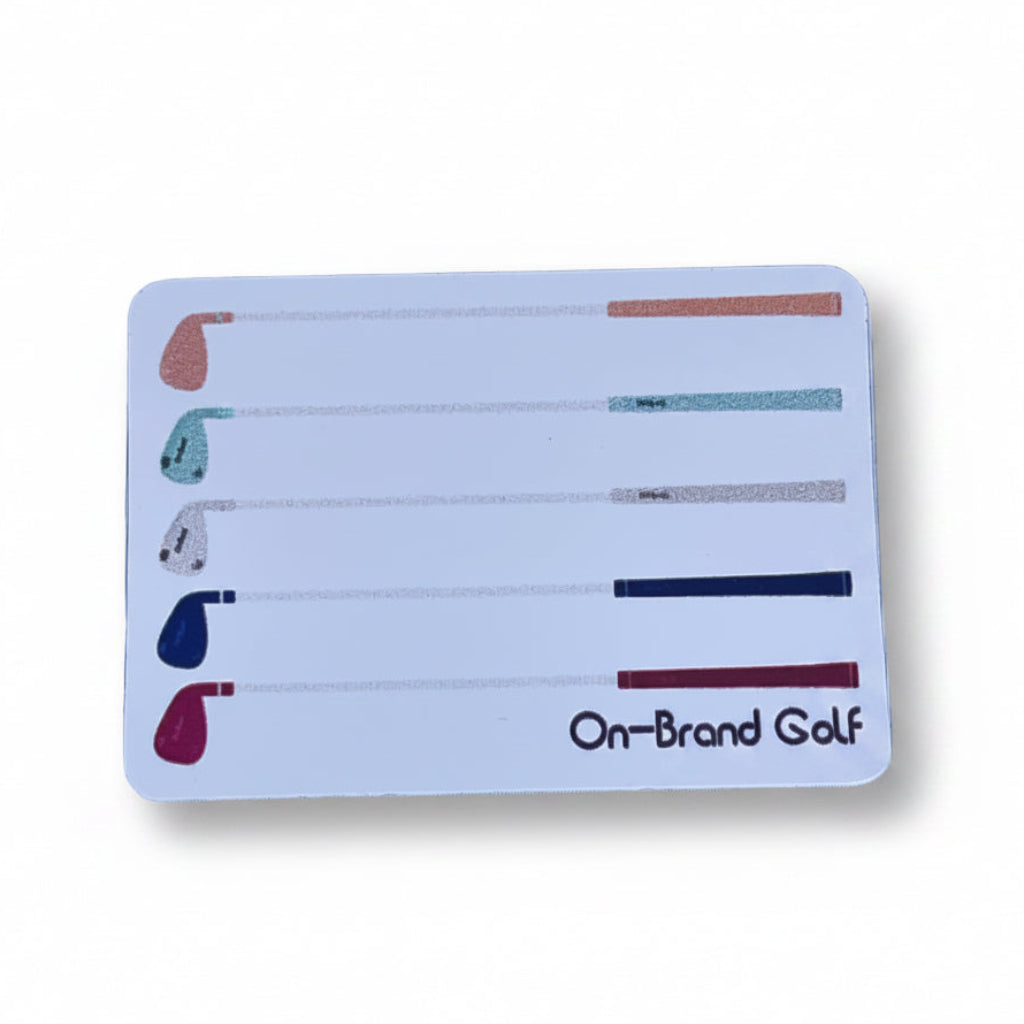 On-Brand Golf scorecard sticker showing five colored Phoenix wedges and the On-Brand Golf wordmark