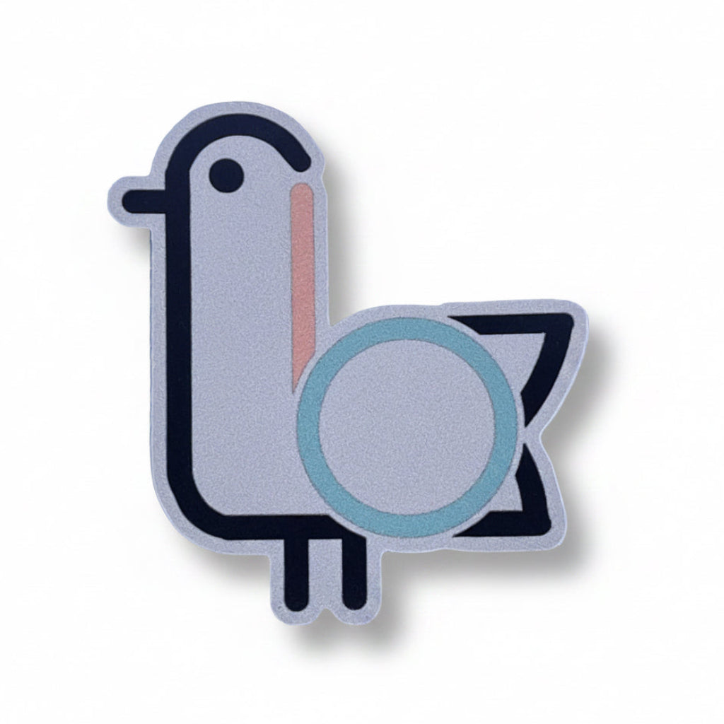 On-Brand Golf die-cut sticker — classic seagull logo with peach beak and seafoam ring