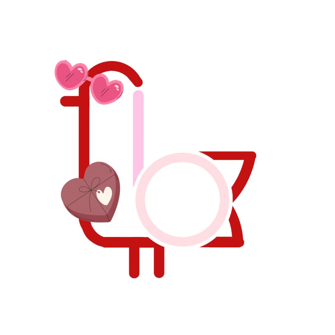 On-Brand Golf Valentine's Day seagull graphic surrounded by hearts