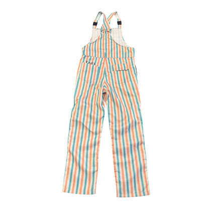 On-Brand Golf Pair-a-Keets bib overalls laid flat, back view showing the rear pocket and Keets branding