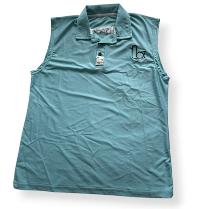 Women's sleeveless seafoam golf polo, front view – On-Brand Golf